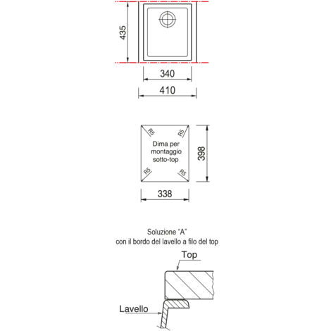 Lavello composito cucina Plados ON4110ST una vasca Sottotop - UG58 Bianco Latte