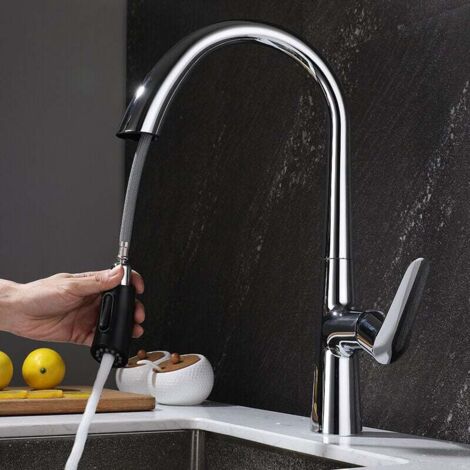 Lavello con pistola per cenere estraibile a collo di cigno in rame pieno Lavello da cucina girevole con sfera calda e fredda per balcone Lavello da cucina Rubinetto per lavabo per verdure - Modello in