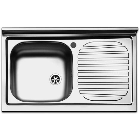 Lavello Cucina 1 Vasca 80x50 cm in Acciaio Inox Apell Pisa Gocciolatoio Destro