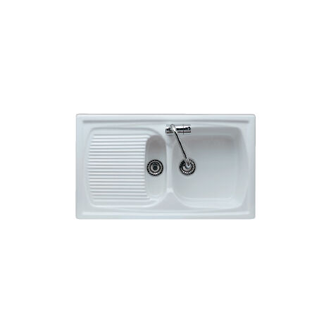 Lavello cucina 2 vasche (1 mini) incasso 86x50 h2 in ceramica con