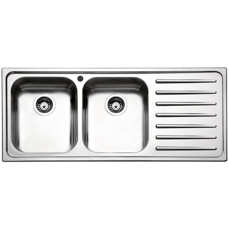 Lavello Cucina Con Gocciolatoio.Lavello Cucina Apell 116x50 Con Doppia Vasca E Gocciolatoio A Destra Torino Acciaio Inox Satinato To1162irbc