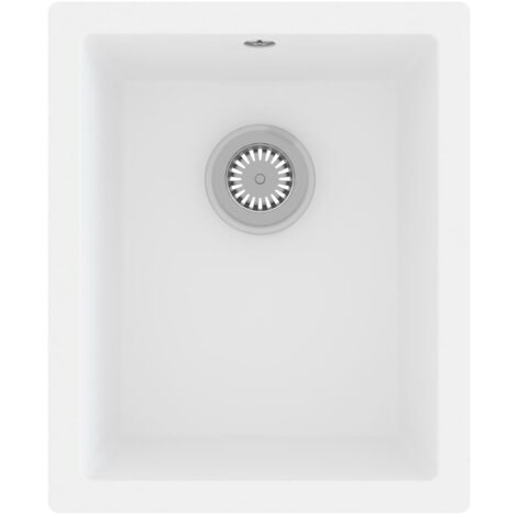 Lavello cucina con foro troppopieno 38 x 46 cm granito bianco 020002396