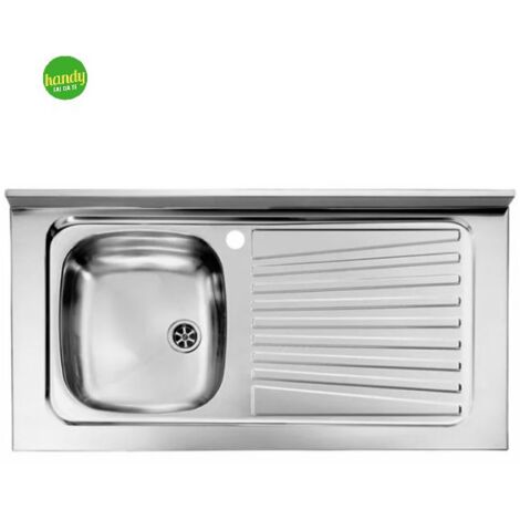 Lavello cucina da appoggio in acciaio inox 1 vasca con gocciolatoio modello mondial cm.80x50 vasca destra - profonditÀ 15 cm HIDROS