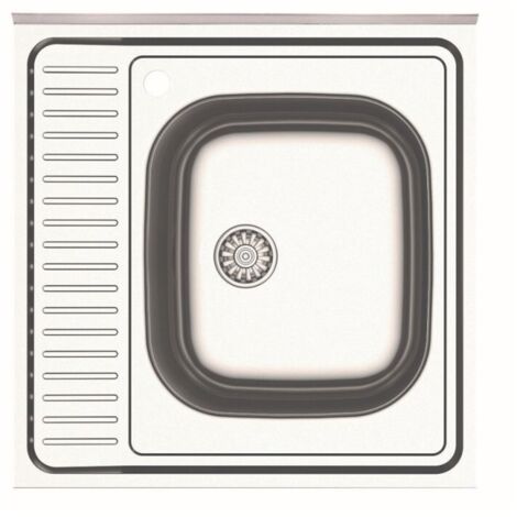 Lavello cucina da appoggio quadrato una vasca inox 60x15H cm - Samet SA24