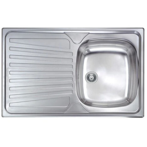 LAVELLO CUCINA DA INCASSO IN ACCIAIO INOX 1 VASCA CON GOCCIOLATOIO MODELLO MONDIAL - CM.86x50 VASCA DESTRA - PROFONDITÀ VASCA: 15 CM  - HID