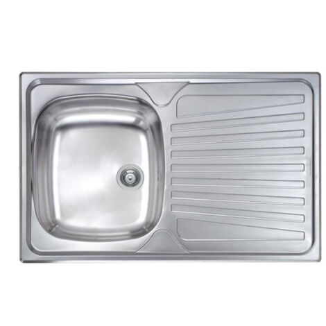 LAVELLO CUCINA DA INCASSO IN ACCIAIO INOX 1 VASCA CON GOCCIOLATOIO MODELLO MONDIAL - CM.86x50 VASCA SINISTRA - PROFONDITÀ VASCA: 15 CM - HID