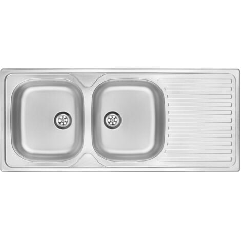 Lavello cucina doppia vasca con gocciolatoio 1165 x 500 mm in acciaio inox Deante Techno ZEU0210  Acciaio Spazzolato