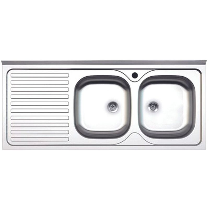 Lavello Cucina Acciaio Appoggio 120x50 Cm Doppia Vasca E Gocciolato...