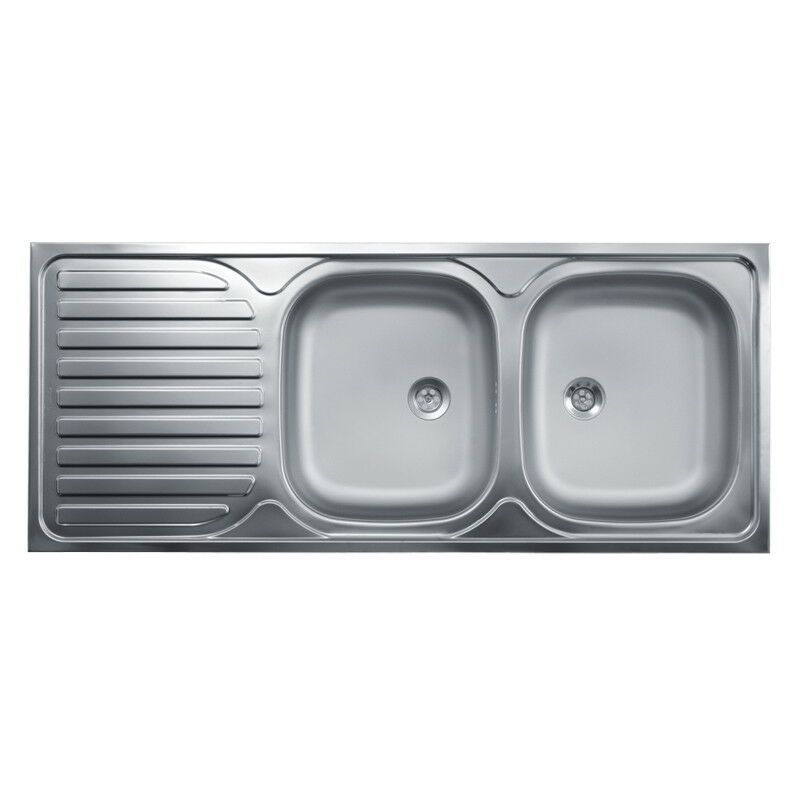 Lavello Da Cucina A Due Vasche.Lavello Cucina Due Vasche Con Gocciolatoio Sx Acciaio Da Appoggio 50x120 Cm A10806