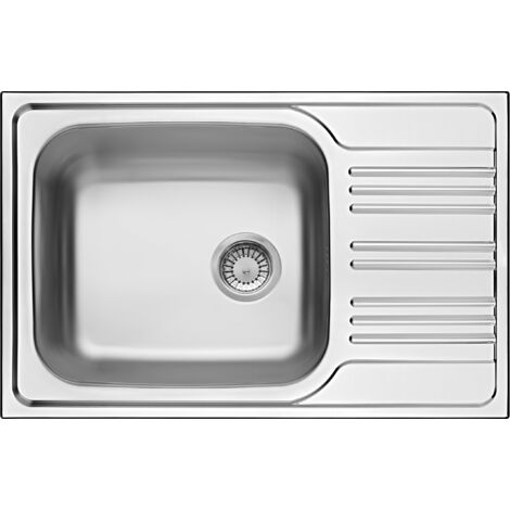 Lavello cucina in acciaio inox con gocciolatoio 78 x 50 cm singola vasca Deante XYLO ZEX011B Acciaio Spazzolato