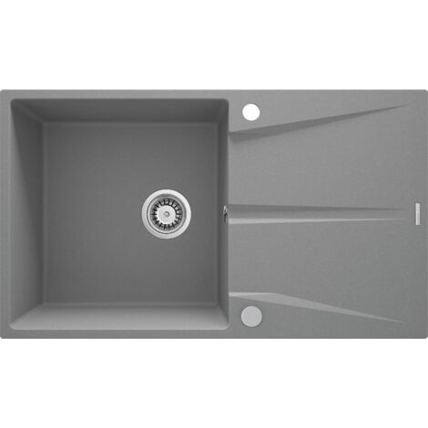 Lavello cucina in granito colore grigio metallizzato con gocciolatoio 86 x 50 cm Deante CORIO ZRCS11A Grigio