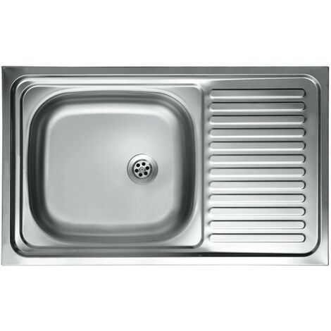 Lavello cucina vasca con gocciolatoio dx in acciaio da appoggio 50x80 cm