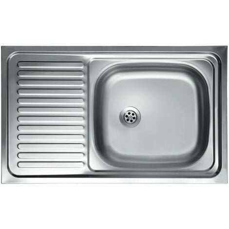 Lavello cucina vasca con gocciolatoio sx in acciaio da appoggio 50x80 cm(N216SX)