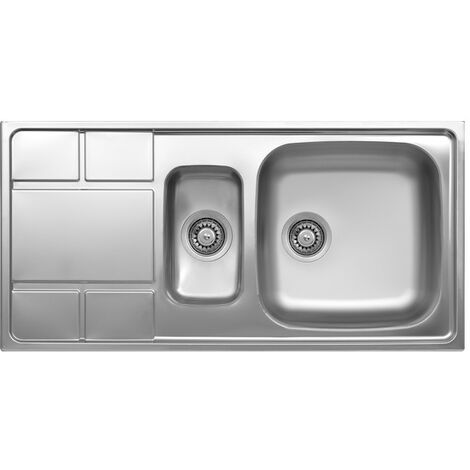 lavello in acciaio inox 120 cm due 2 vasche vaschette con gocciolatoio a destra lavello in acciaio inox 120 cm due 2 vasche vaschette con gocciolatoio a destra