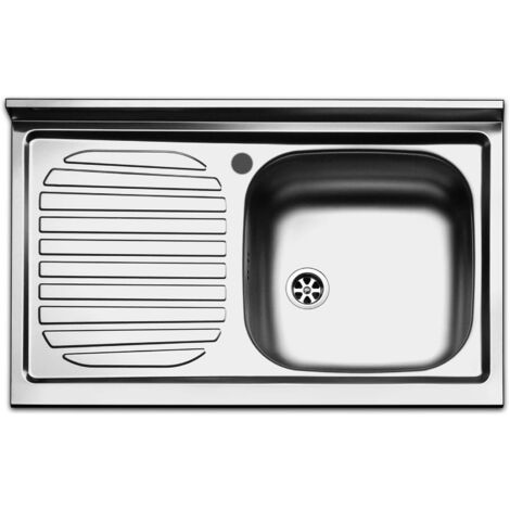Lavello da appoggio in acciaio inox 1 vasca a destra dimensioni 80x50 cm pi801lpc apell