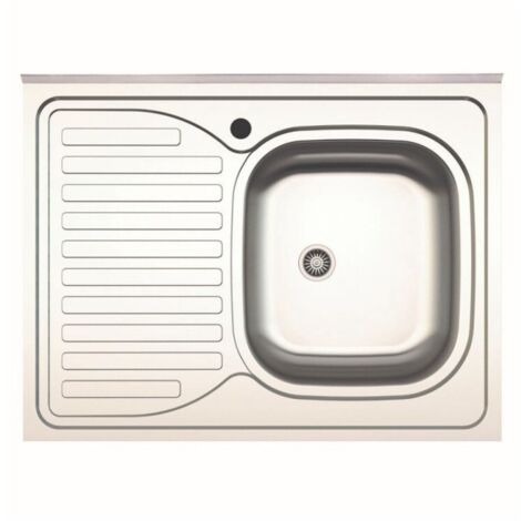 Lavello da appoggio SA30 una vasca con gocciolatoio sinistro 80x60cm. inox