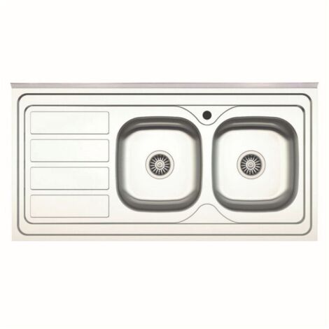 Lavello da appoggio SA46 due vasche con gocciolatoio sinistro 120x60cm. inox