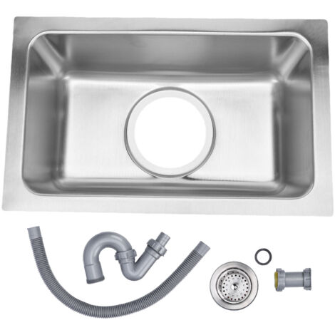 Lavello da bar 13,39x8,27x5,31 pollici, lavello da cucina in acciaio inossidabile a vasca singola con tubo di scarico ondulato per veicoli, barche, camper, yacht