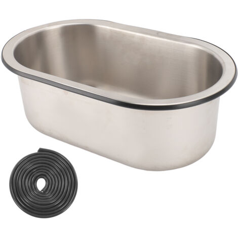 Lavello da bar in acciaio inossidabile 304, lavabo di forma ovale con foro di scarico da 40 mm per camper, roulotte, barca, 13,6 x 8,5 cm
