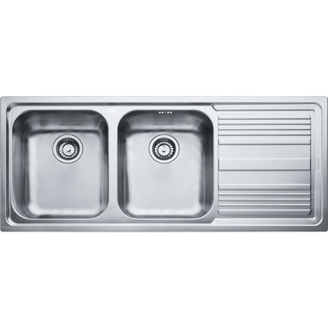 Lavello da cucina 2 vasche a sinistra ad incasso 116x50 cm acciaio inox modello logica line dekor 101.0086.271 franke