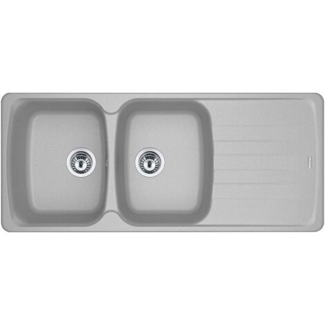 Lavello da cucina 2 vasche reversibile ad incasso 116x50 cm in fragranite modello azg 621 alluminio franke