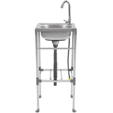 GOJOY Lavello da cucina autoportante, in acciaio inox 201, realizzato con filtro rimovibile, tubo di drenaggio con rubinetto alto girevole a 180°, 42 x 37 x 83 cm