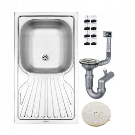 Lavello da cucina in acciaio a una vasca da incasso 76 x 43 cm