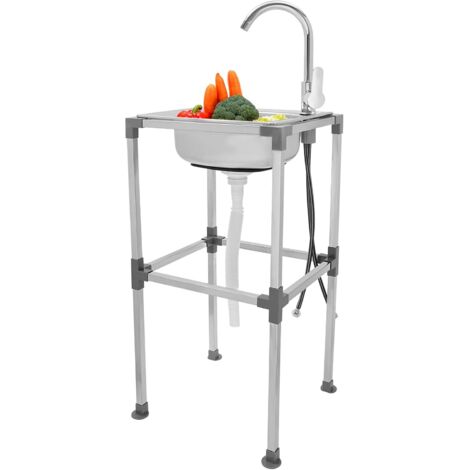 Lavello da cucina in acciaio inox, 1 vasca con rubinetto, 38 x 33 x 75 cm, lavello da appoggio. Per case, ristoranti, lavanderie, cantine