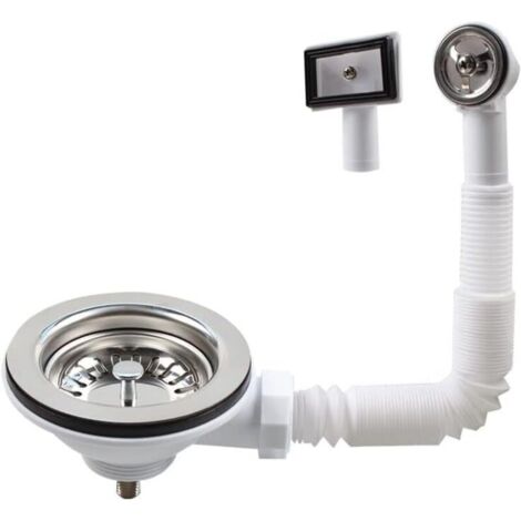 Lavello da cucina in acciaio inox 304, vasca da 5,5 cm, piletta da 114 mm con troppopieno e 2 tipi di troppopieno.