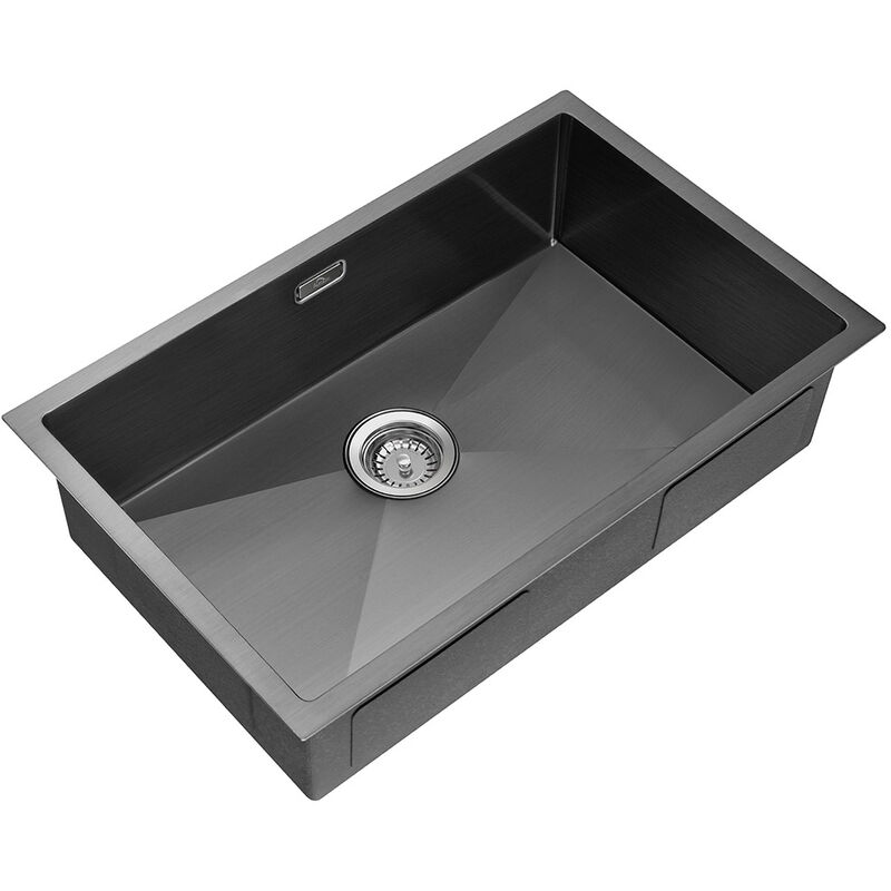 Auralum - Lavello Cucina 70x44 cm in Acciaio Inox, Lavello Incasso con Troppopieno, Senza Piombo, Protezione Ambientale