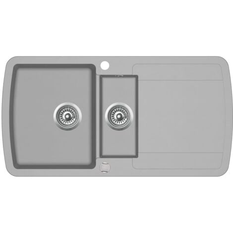 Lavello da Cucina in Granito Vasca Doppia con Filtro vari colori colore : Grigio