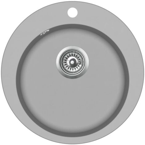 Lavello da cucina in granito, vasca singola, rotondo, grigio, arredamento per la cucina di casa 020002326