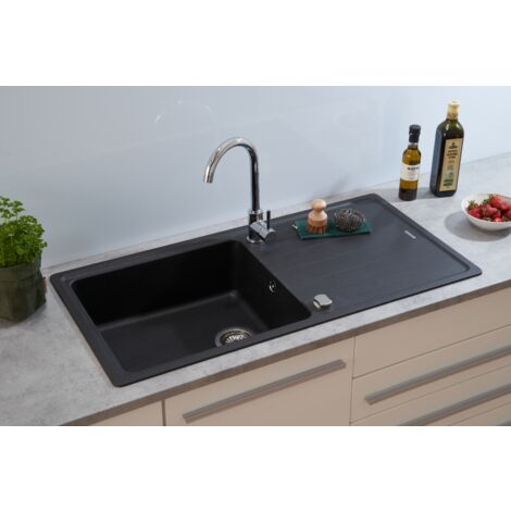 Lavello da cucina lavello da incasso in granito 100x50 nero Respecta Columbia