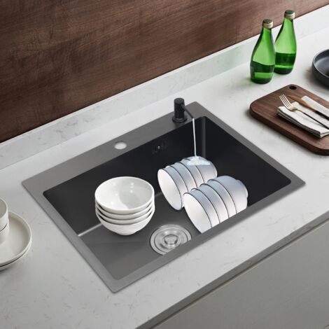 Lavello da cucina, lavello in acciaio inossidabile moderno, set lavello da cucina a vasca singola 55x45 cm