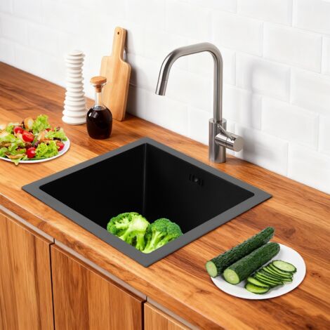 Lavello da cucina, lavello, lavello in acciaio inossidabile multifunzione nero 38 x 38 cm