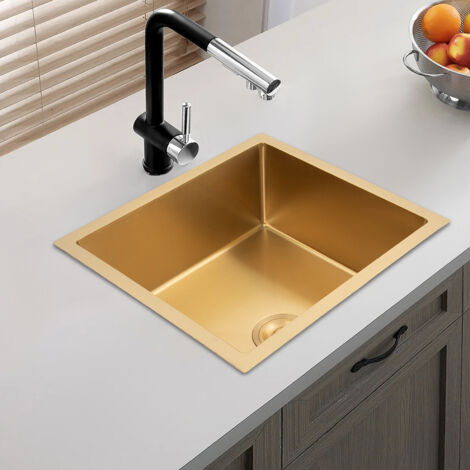 Lavello da cucina, piano lavoro incassato, acciaio inossidabile rettangolare, lavello con tubo di scarico