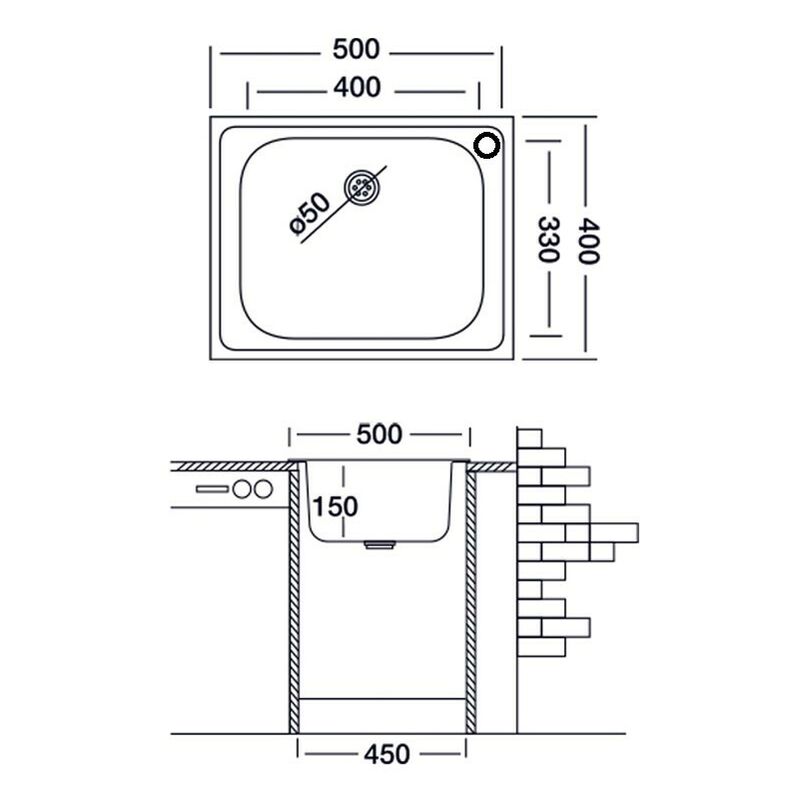 Lavello Cucina Una Vasca Misure.Lavello Da Cucina Una Vasca In Acciaio Inox Satinato Da Incasso 40x50 Cm A15640