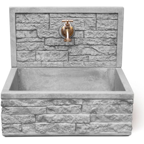 GIORDANOSHOP Lavello da Giardino Senza Rubinetto in Cemento Granulato di Marmo Q-Meseta Grigio