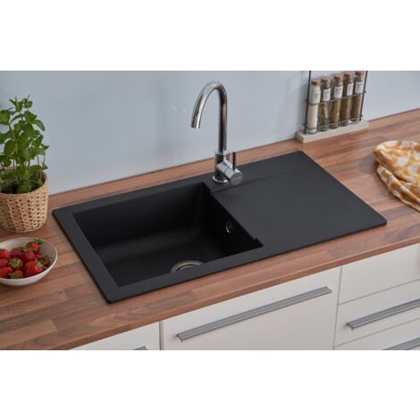 Lavello da incasso lavello da cucina in granito Mineralite 78 x 44 nero respekta Denver