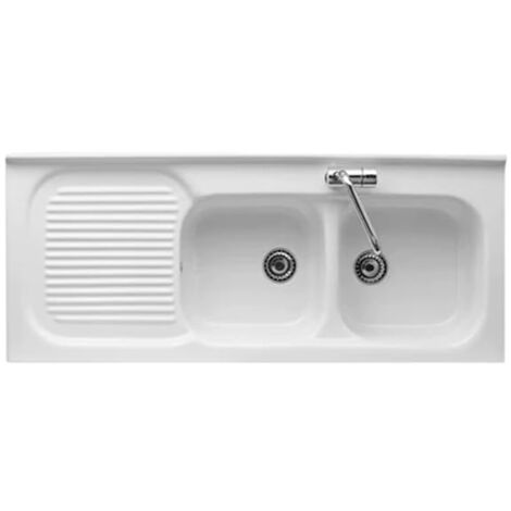 LAVELLO DI APPOGGIO IN CERAMICA 2 VASCHETTE LINPHA 120 cm Vasche Sinistra SX