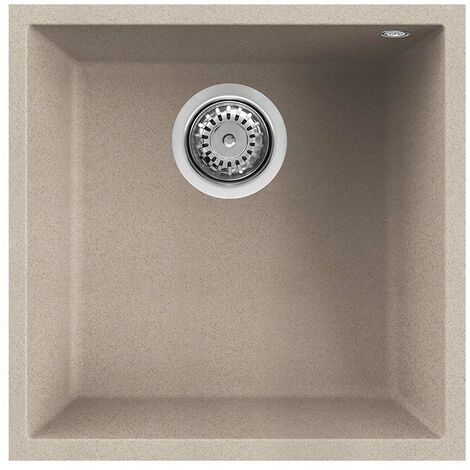Lavello Elleci Incasso 1 vasca 44x44 Quadra 102 Sottotop Granitek Avena LGQ10251BSO