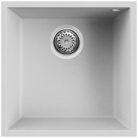 Lavello Elleci Incasso 1 vasca 44x44 Quadra 102 Sottotop Granitek Bianco LGQ10268BSO