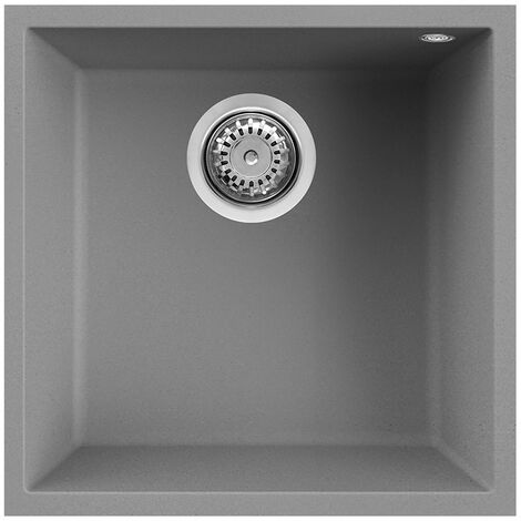 Lavello Elleci Incasso 1 vasca 44x44 Quadra 102 Sottotop Granitek Grigio Cemento LGQ10248BSO
