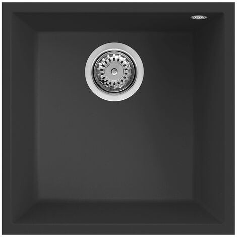 Lavello Elleci Incasso 1 vasca 44x44 Quadra 102 Sottotop Granitek Nero LGQ10240BSO