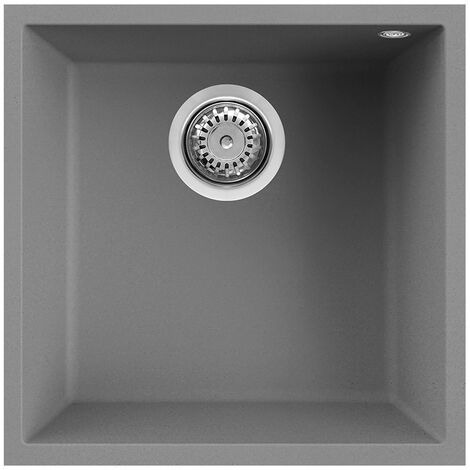 Lavello Elleci Incasso 1 vasca 44x44 Quadra 102 Sottotop Metaltek Grigio Titanium LMQ10273BSO