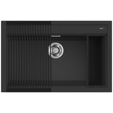 Lavello Elleci Incasso 1 vasca 79x51 Best 130 Bundle Granitek Nero LGB13040K2