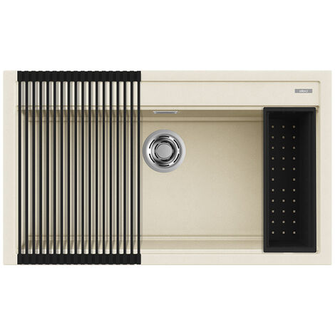 Lavello Elleci Incasso 1 vasca 86x51 Best 360 Bundle Granitek Bianco Antico LGB36062K2