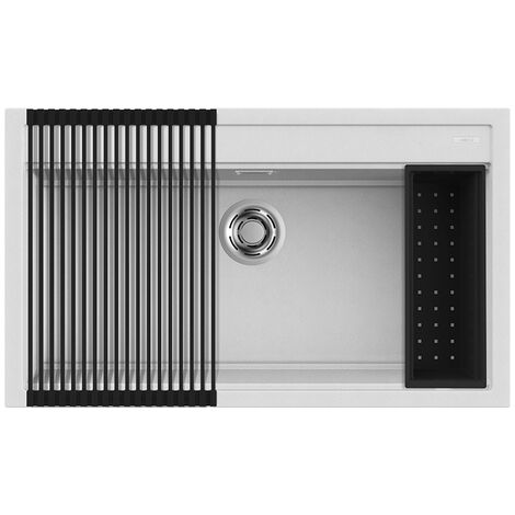Lavello Elleci Incasso 1 vasca 86x51 Best 360 Bundle Granitek Bianco LGB36068K2
