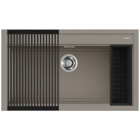 Lavello Elleci Incasso 1 vasca 86x51 Best 360 Bundle Keratek Plus Grigio Dove Grey LKB36093K2