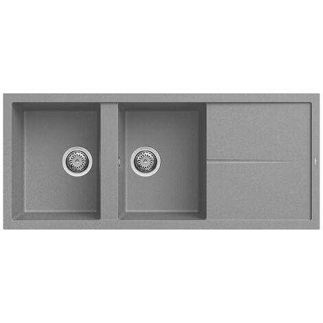 Lavello Elleci Incasso 2 vasche 116x50 Unico 500 Metaltek Grigio Titanium LMU50073